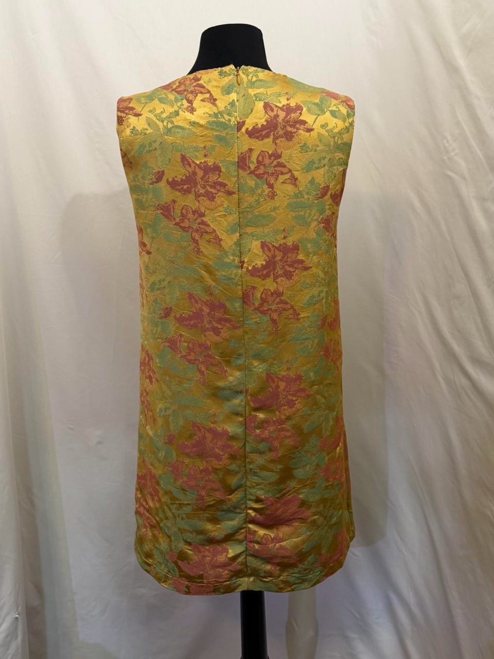 Nasty Gal Collection Floral Jacquard Mini Shift Dress Gold Retro Size 2 - Picture 8 of 8